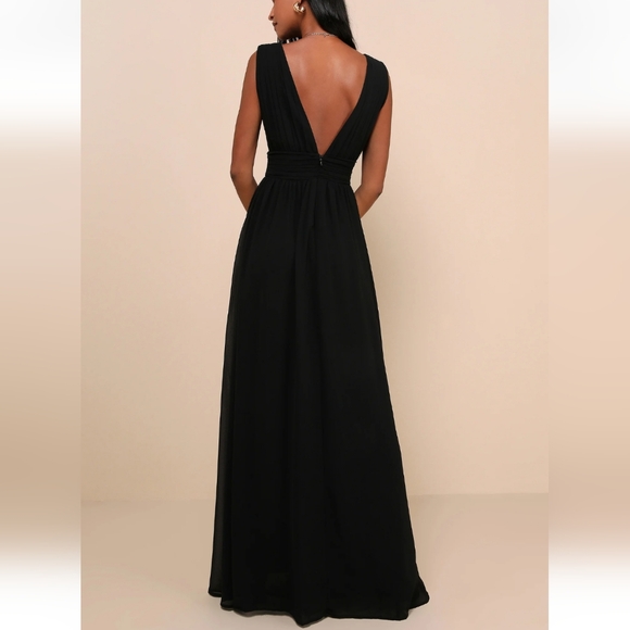 Lulus NWOT Heavenly Hues Black Maxi Dress Size L - Picture 2 of 11